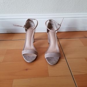 Faux suede block heel